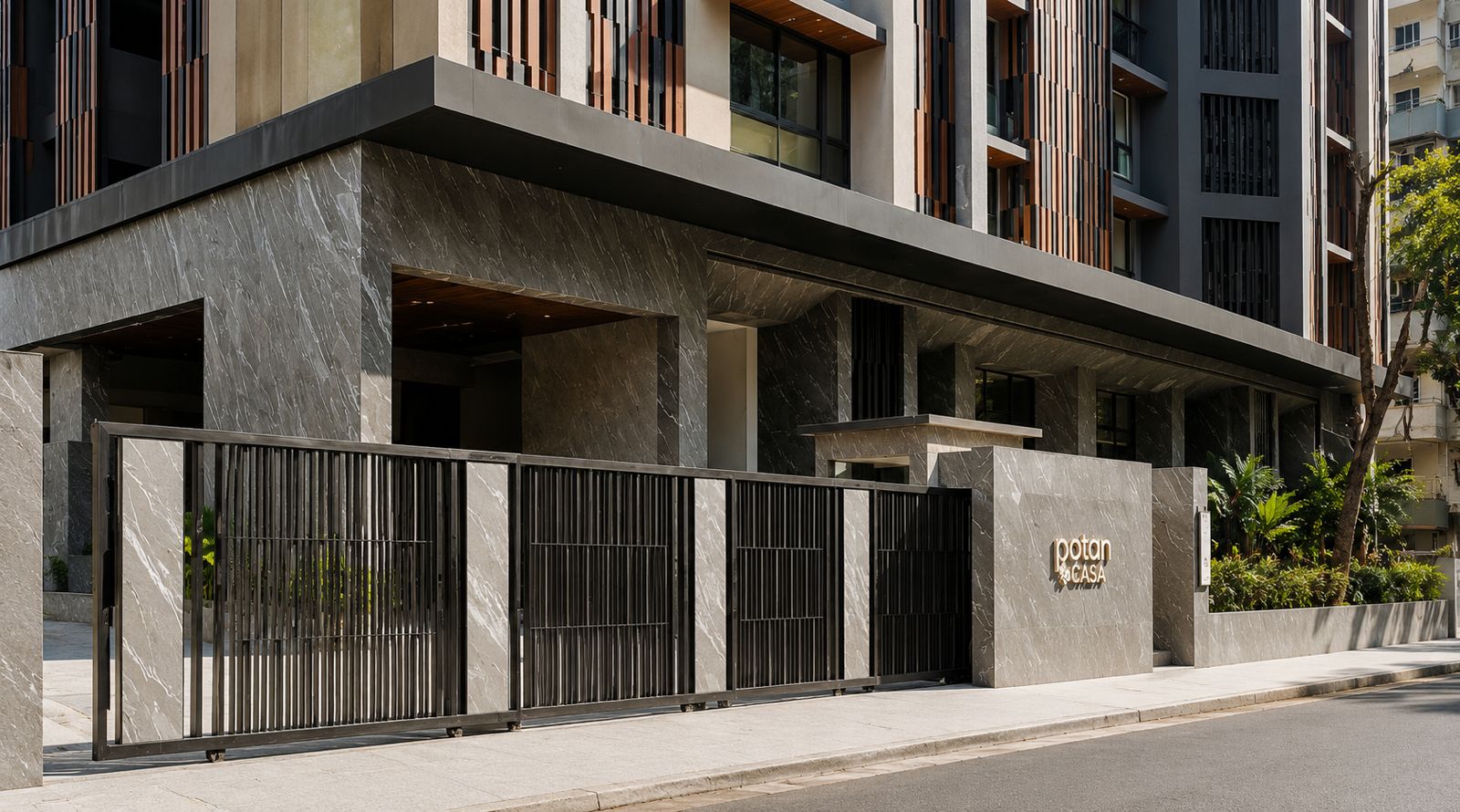Slidding MS gate, Glass & MS Railing
